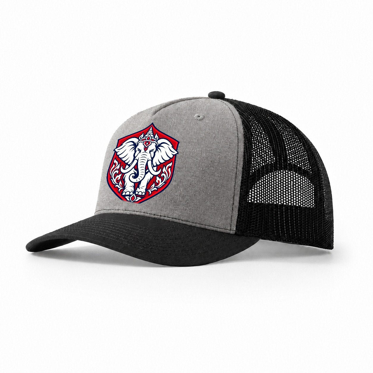 Thailand Minimal Emblem Country Logos Trucker Hat – Grey Black