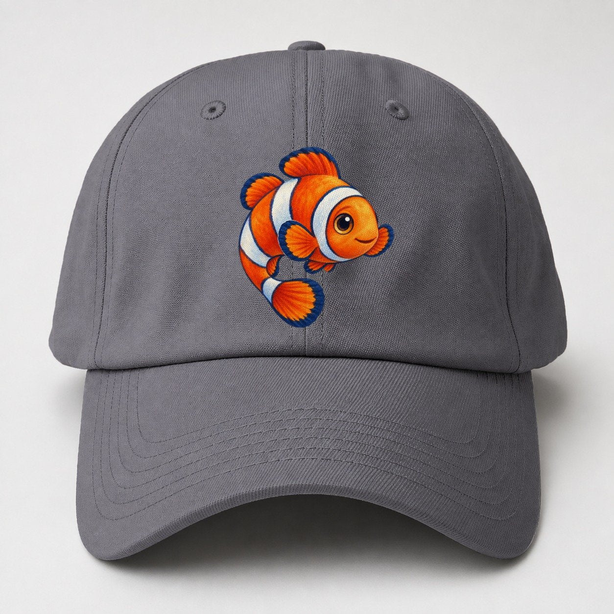 Clownfish Crescent Swim Sea Sprite Baseball Cap – Grey