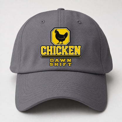 Chicken Dawn Shift Heavy Duty Baseball Cap – Grey