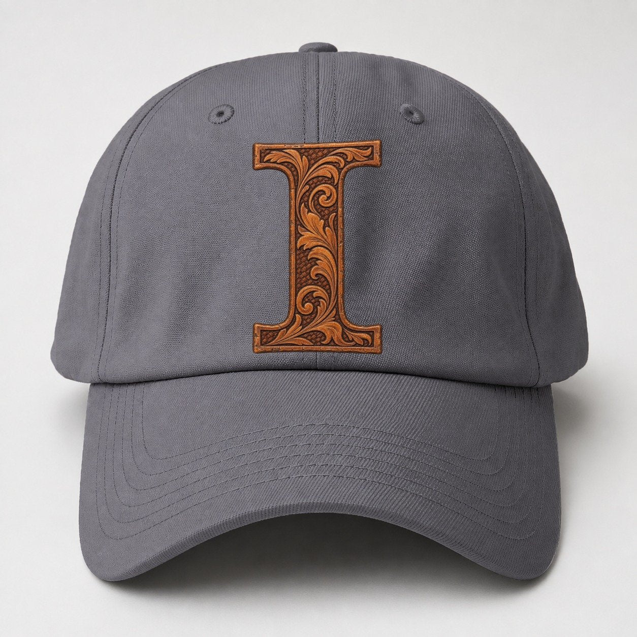 Tooled Leather I Monogram Baseball Cap – Grey
