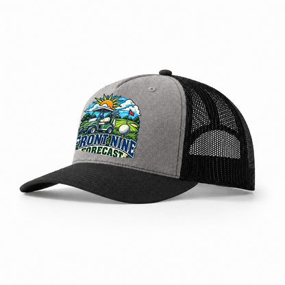 Front Nine Forecast Golf Life Trucker Hat – Grey Black