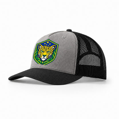 Brazil Minimal Emblem Country Logos Trucker Hat – Grey Black