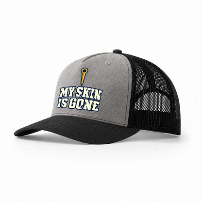 My Skin Is Gone Rock Climbing Trucker Hat – Grey Black