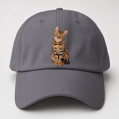 Bengal Seated Portrait Realistic Cat Portrait Baseball Cap – Grey