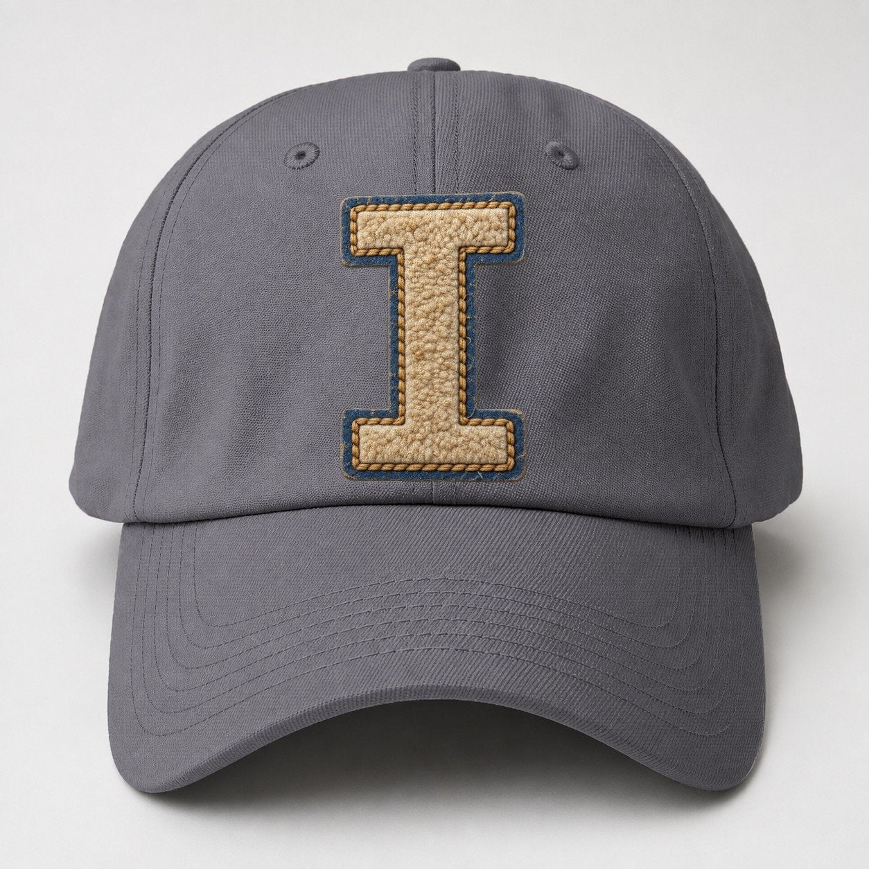 Varsity Chenille I Monogram Baseball Cap – Grey