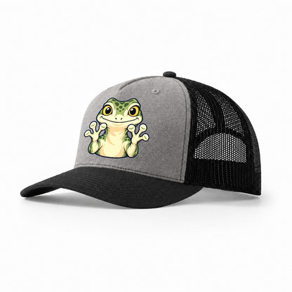 Sticky Toes Gecko Rock Climbing Trucker Hat – Grey Black