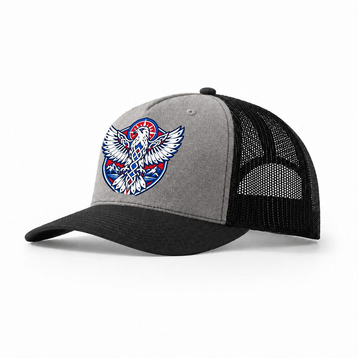 Iceland Minimal Emblem Country Logos Trucker Hat – Grey Black