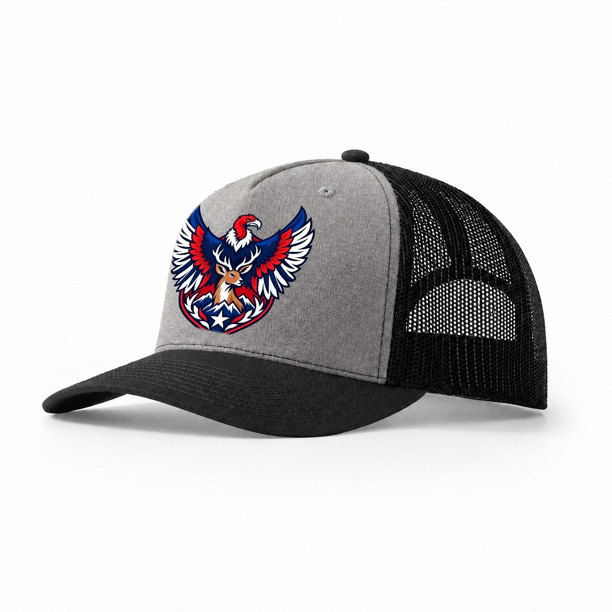 Chile Minimal Emblem Country Logos Trucker Hat – Grey Black