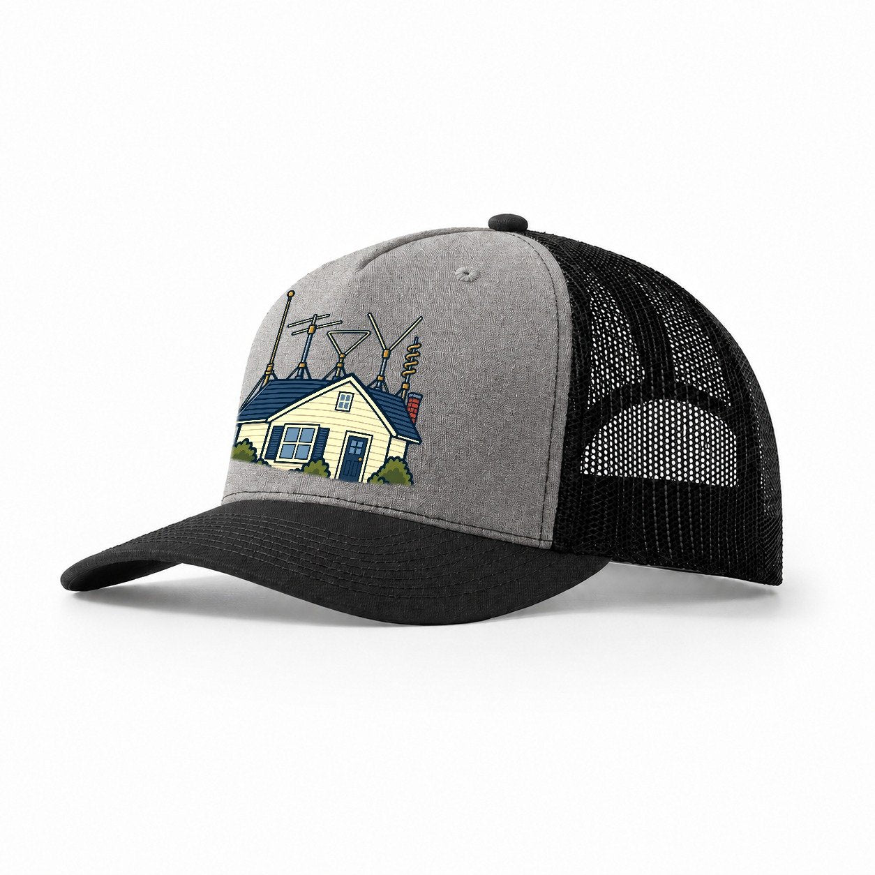 Antenna Filled Garden Amateur Radio Trucker Hat – Grey Black
