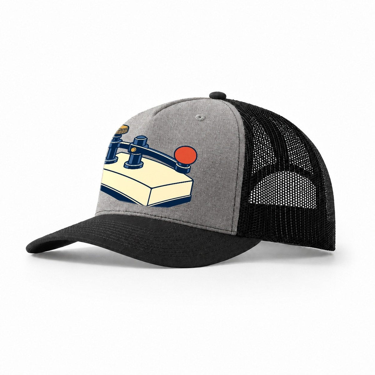 Straight Key Elevation Amateur Radio Trucker Hat – Grey Black