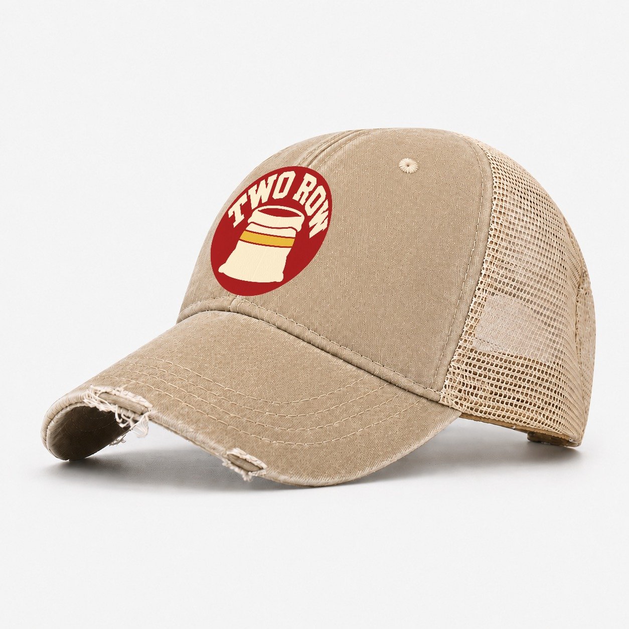 Two Row Grain Sack Washed Trucker Hat – Khaki