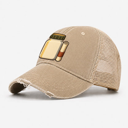 Jar Cache And Log Roll Geocaching Washed Trucker Hat – Khaki