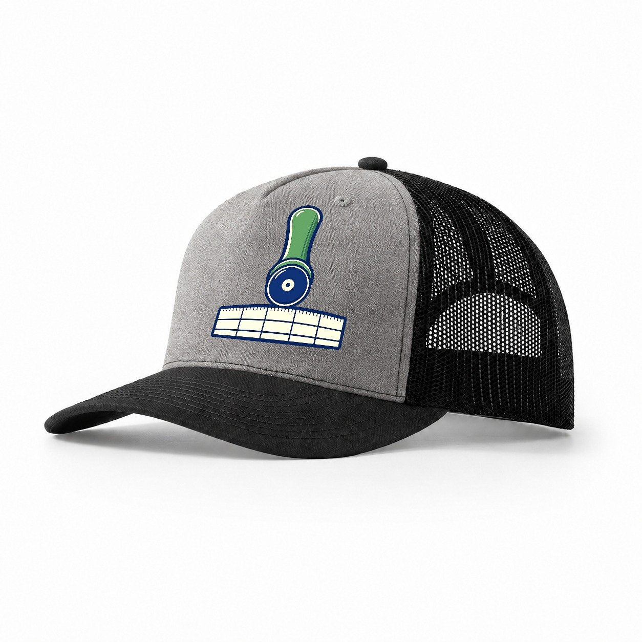 Rotary Cutter And Ruler Sewing And Quilting Trucker Hat – Grey Black