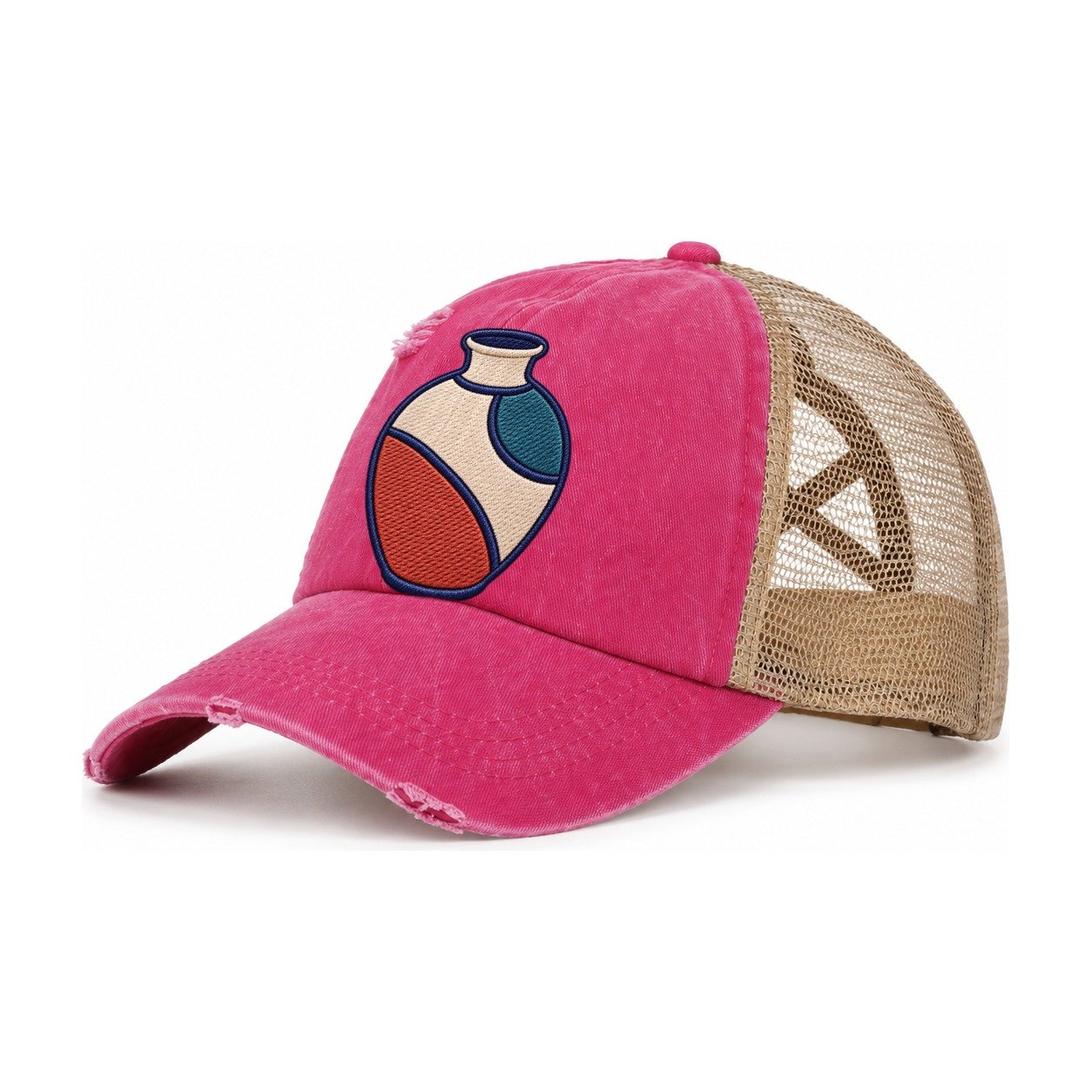 Ceramic Studio Vase Tiny Solo Marks Women's Ponytail Trucker Hat – Raspberry Khaki