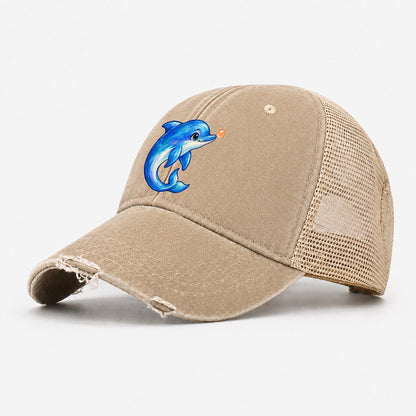 Dolphin Nose Boop Sea Sprite Washed Trucker Hat – Khaki