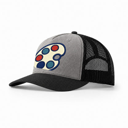 Painter Palette Tiny Solo Marks Trucker Hat – Grey Black