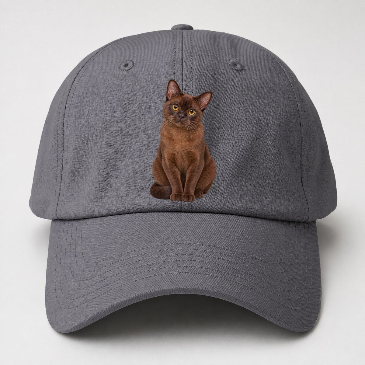 Burmese Seated Portrait Realistic Cat Portrait Baseball Cap – Grey