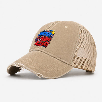 Serve Laugh Repeat Pickleball Life Washed Trucker Hat – Khaki