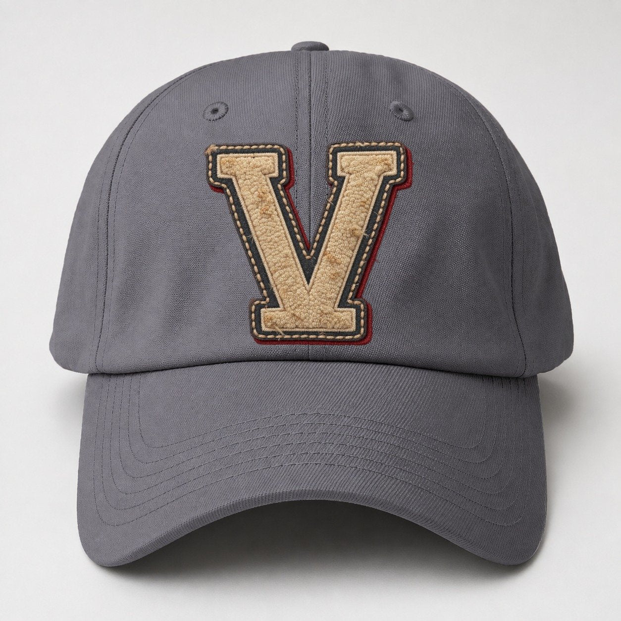 Varsity Chenille V Monogram Baseball Cap – Grey