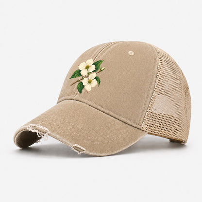 British Columbia Pacific Dogwood Bloom Canada Cultural Icons Washed Trucker Hat – Khaki