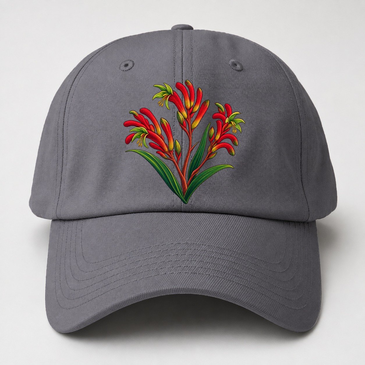 Western Australia Red And Green Kangaroo Paw Australia Cultural Icons Baseball Cap – Grey