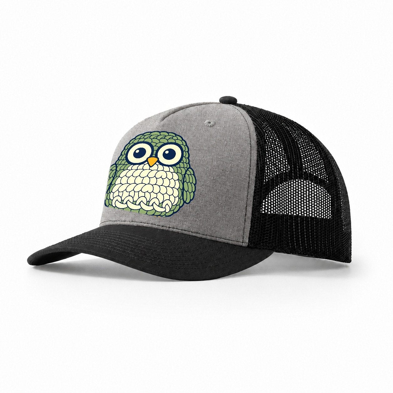 Amigurumi Owl Yarn Crafts Trucker Hat – Grey Black