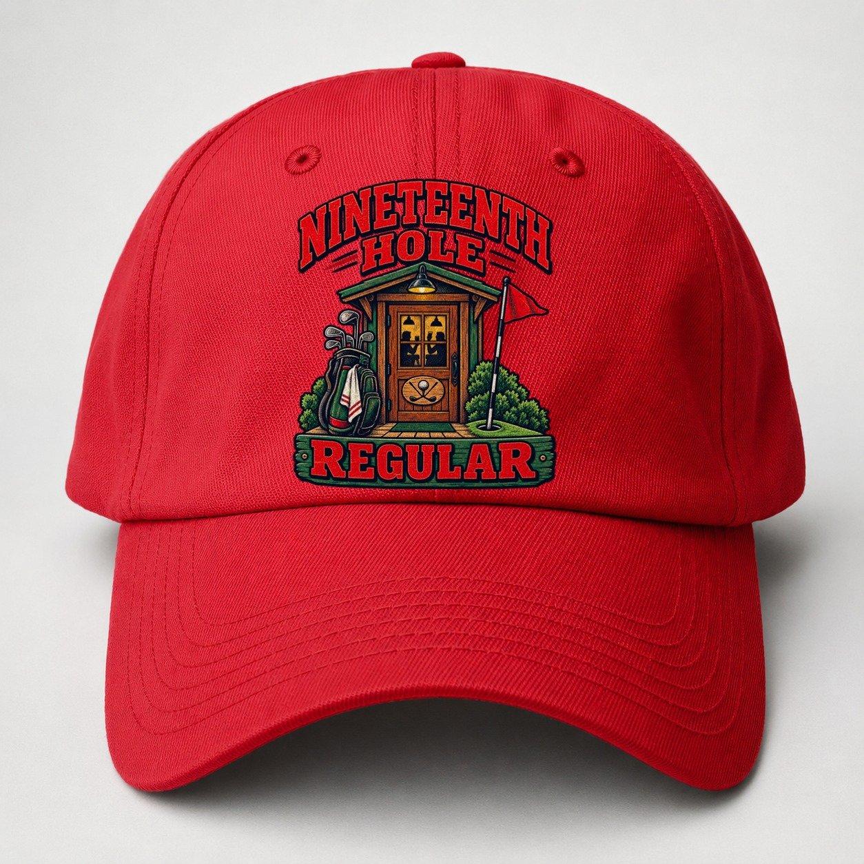 Nineteenth Hole Regular Golf Life Baseball Cap – Red