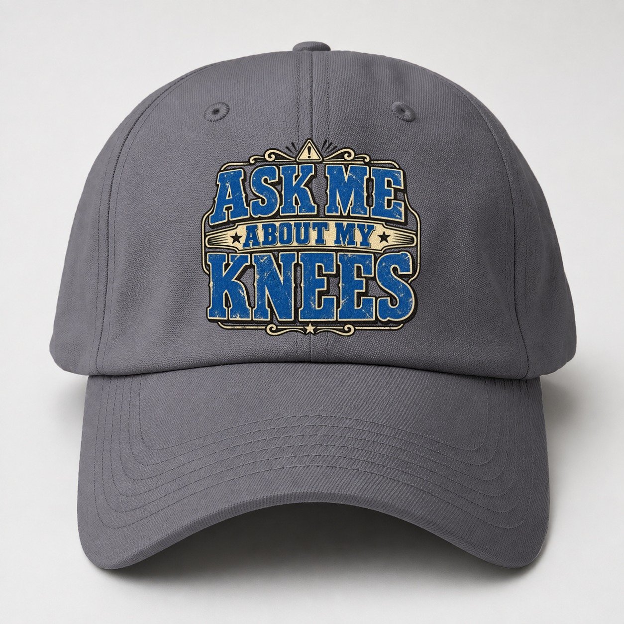 Ask Me About My Knees American Wit Baseball Cap – Grey
