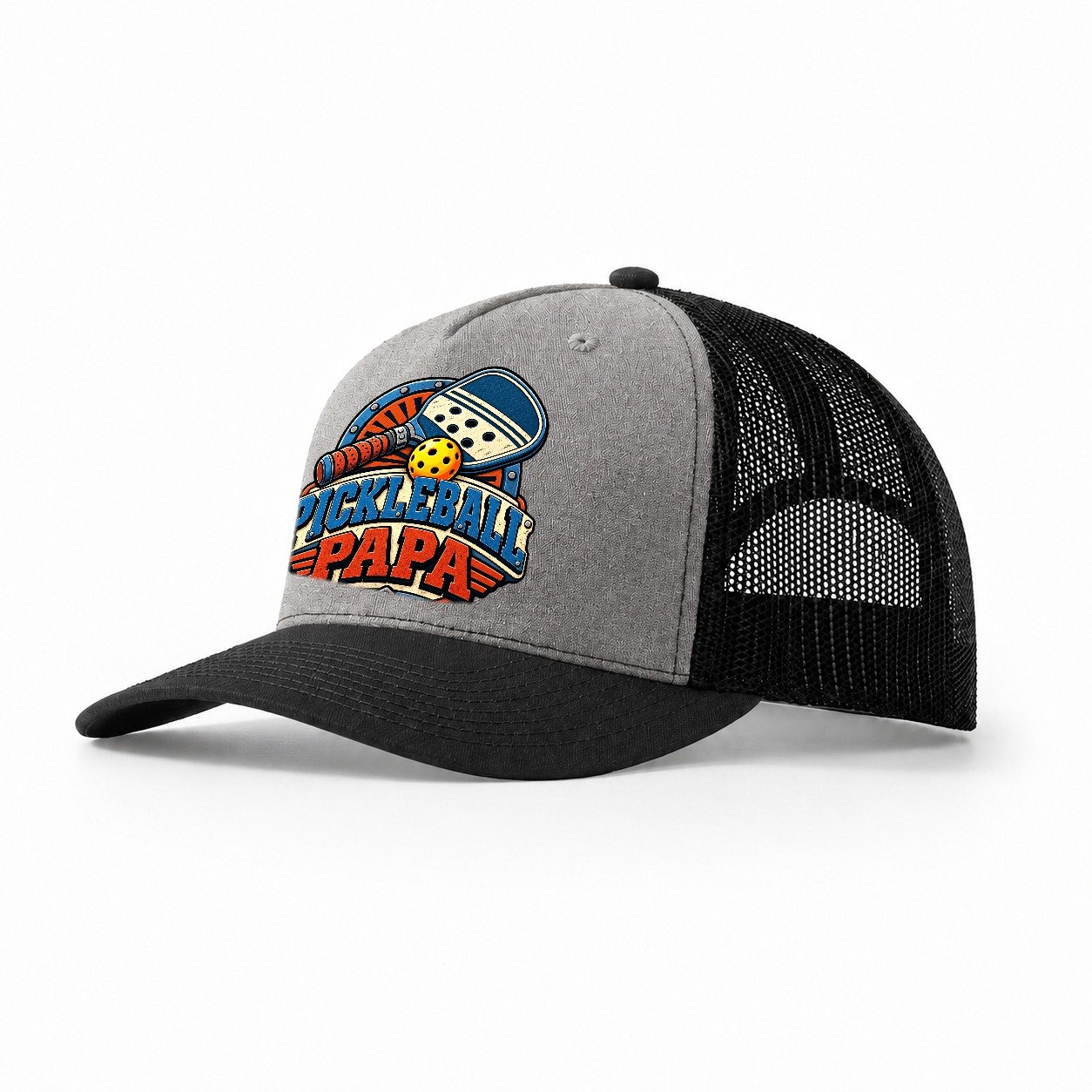 Pickleball Papa Pickleball Life Trucker Hat – Grey Black