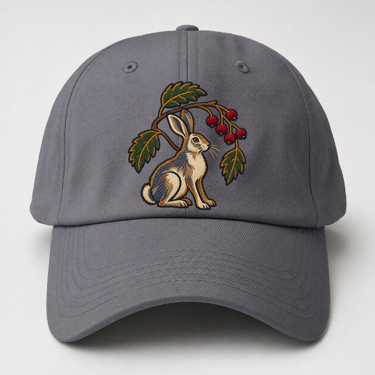 Scottish Rowan And Mountain Hare Uk Culture Heritage Baseball Cap – Grey