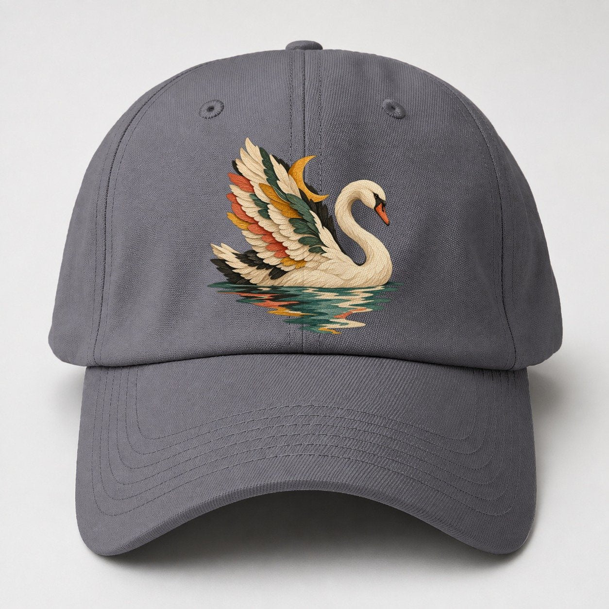 Swan Moon Reflection Gentle Wild Baseball Cap – Grey