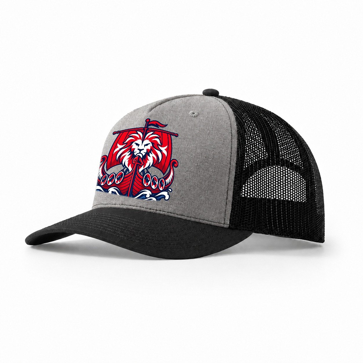 Norway Minimal Emblem Country Logos Trucker Hat – Grey Black