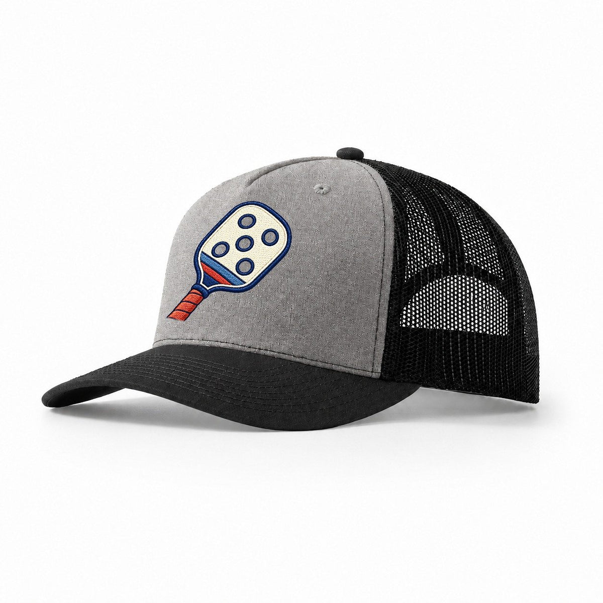 Pickleball Paddle Tiny Solo Marks Trucker Hat – Grey Black