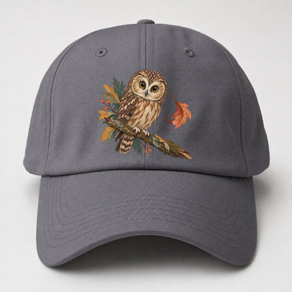 Owl Falling Leaf Gentle Wild Baseball Cap – Grey