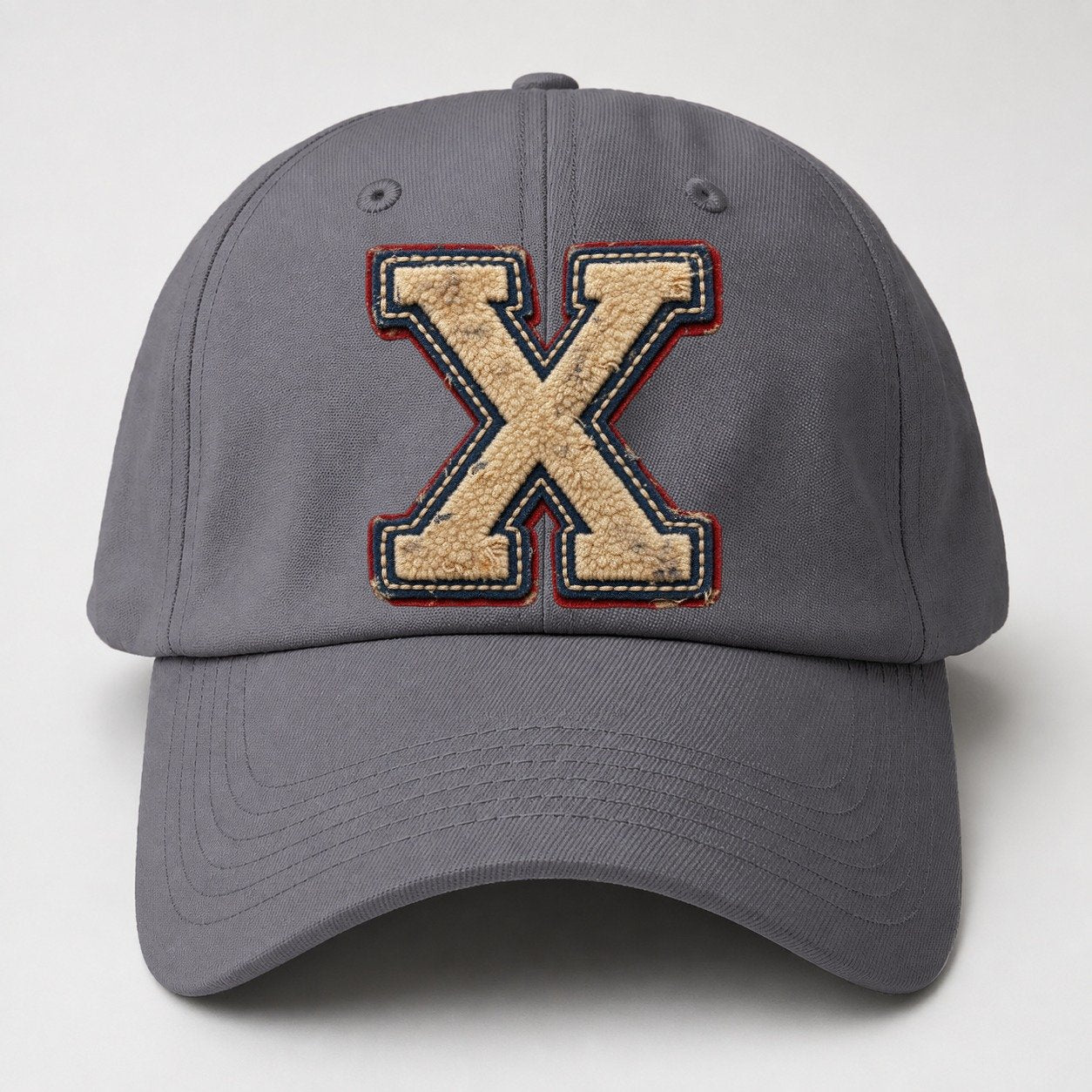 Varsity Chenille X Monogram Baseball Cap – Grey