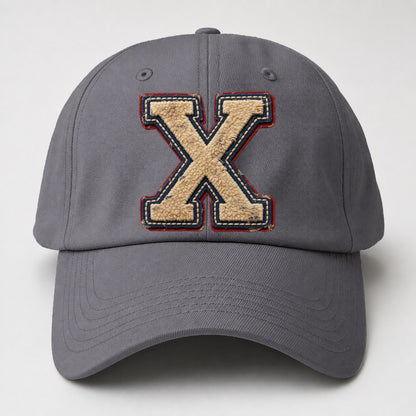 Varsity Chenille X Monogram Baseball Cap – Grey