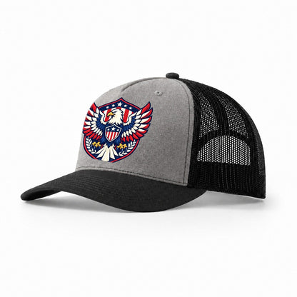 United States Minimal Emblem Country Logos Trucker Hat – Grey Black