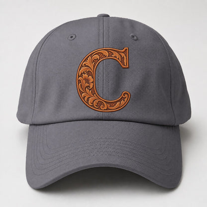 Tooled Leather C Monogram Baseball Cap – Grey