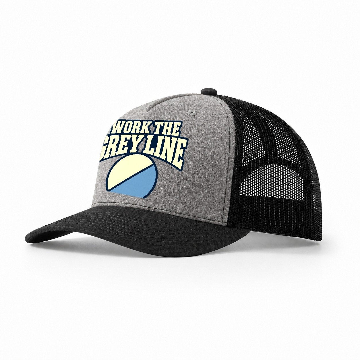 Work The Grey Line Amateur Radio Trucker Hat – Grey Black