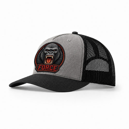Gorilla Force Badge Trucker Hat – Grey Black