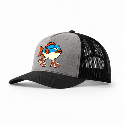 Fish With Legs Crazy Styles Trucker Hat – Grey Black