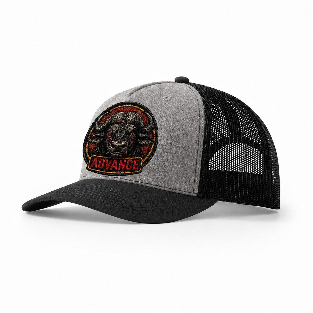 Buffalo Advance Badge Trucker Hat – Grey Black