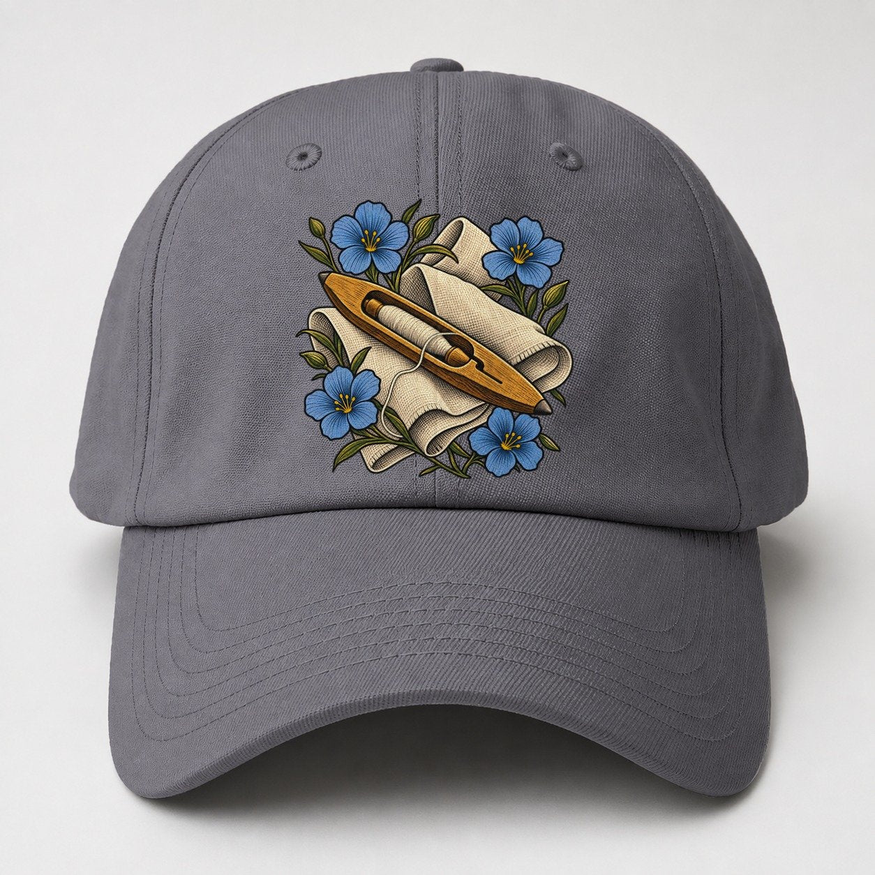 Ulster Linen Shuttle And Flax Uk Culture Heritage Baseball Cap – Grey