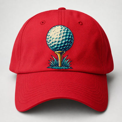 Tee And Ball Mark Golf Life Baseball Cap – Red