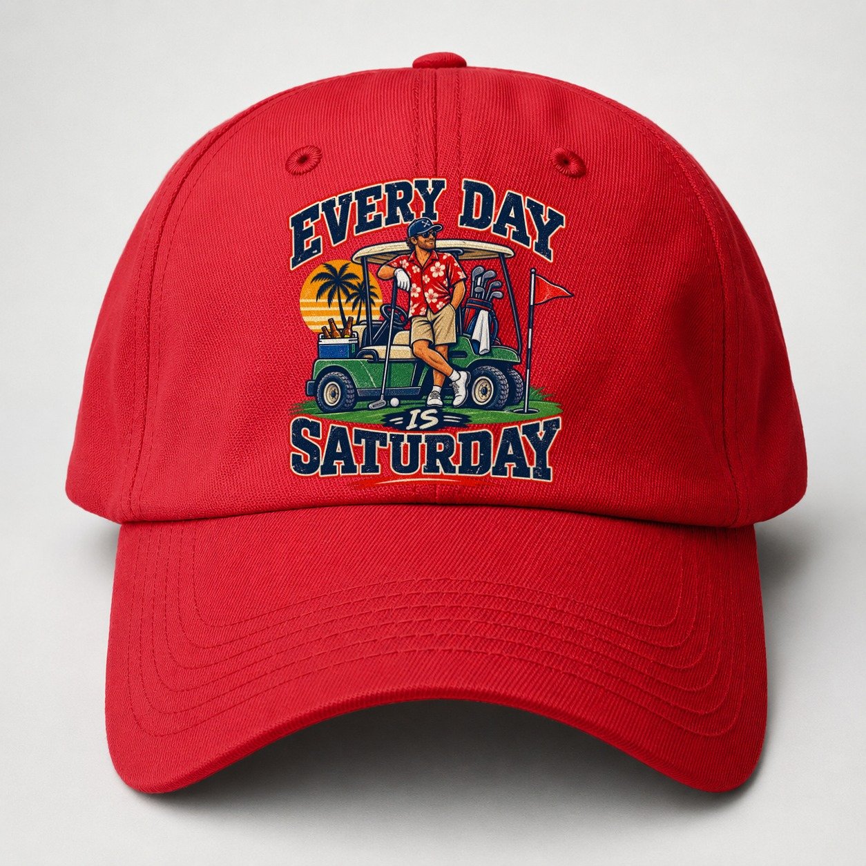 Every Day Is Saturday Golf Life Baseball Cap – Red