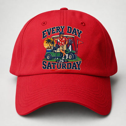Every Day Is Saturday Golf Life Baseball Cap – Red