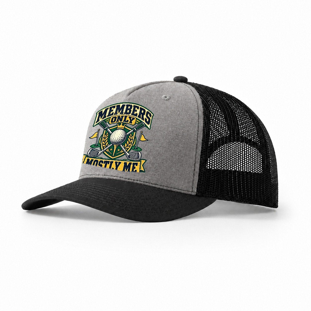 Members Only Mostly Me Golf Life Trucker Hat – Grey Black