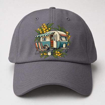 Retro Caravan Folding Chair And Enamel Mug Australia Cultural Icons Baseball Cap – Grey