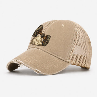 Articulated Axle Over A Rock Off Roading And Overlanding Washed Trucker Hat – Khaki