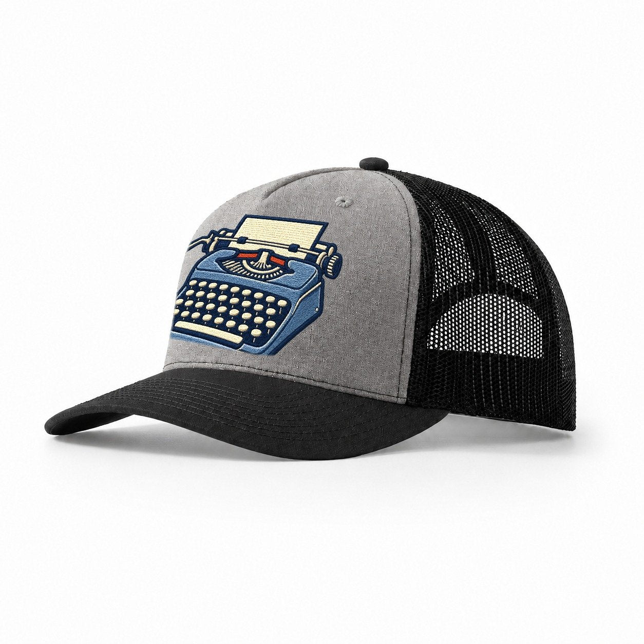 Manual Typewriter Tiny Solo Marks Trucker Hat – Grey Black